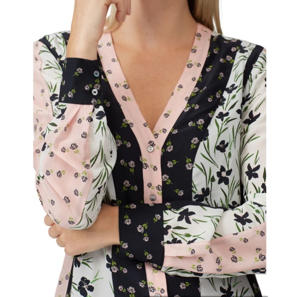 Nicole Miller Tulip Ditzy Button Down Shift Floral Dress